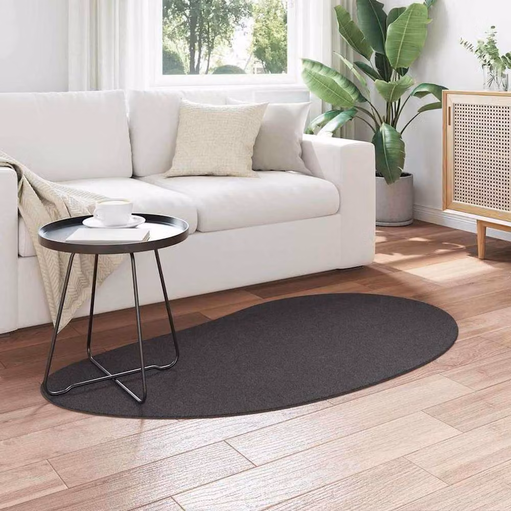 Berkfield Home Oval Area Rug in Anthracite Grey, Non-Slip Polyester, W: 80 cm x L: 150 cm – 3