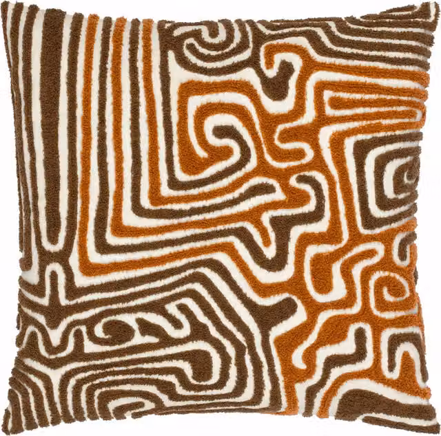 Make it a Home Tosca Tufted Square Cushion in Copper, Brown and Orange Cotton