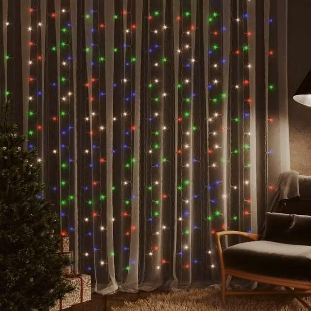 Berkfield Home Multicolour LED Curtain Fairy Lights with 300 LEDs and USB Power