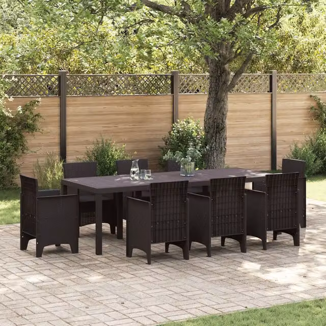 Berkfield Home Brown Poly Rattan Garden Table W: 250 cm, D: 100 cm, H: 73 cm