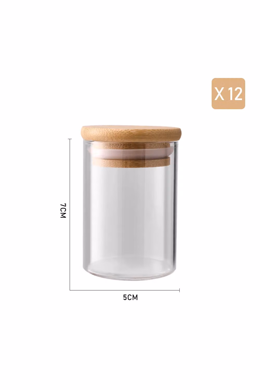 Living and Home 12-Piece Glass Airtight Spice Canister Set with Bamboo Lids in Clear – 4