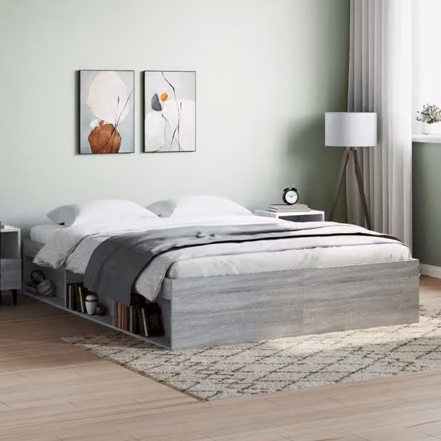 Berkfield Home Grey Sonoma King Size Bed Frame with Side Compartments – 1