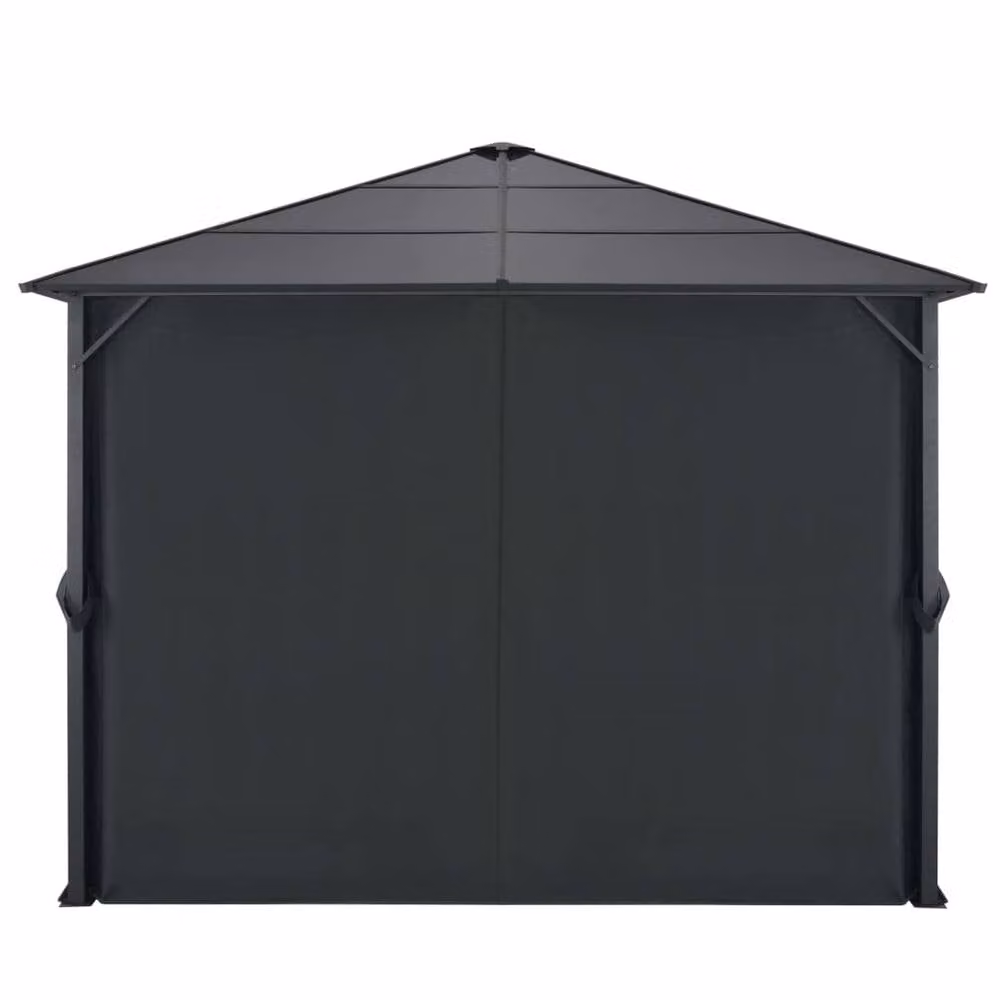 Berkfield Home Aluminium Gazebo with Curtains, Black, W/D/H: 300 x 300 x 300 cm – 1