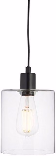 Netlighting Toledo Single Pendant Light in Matt Black with Transparent Glass – 1
