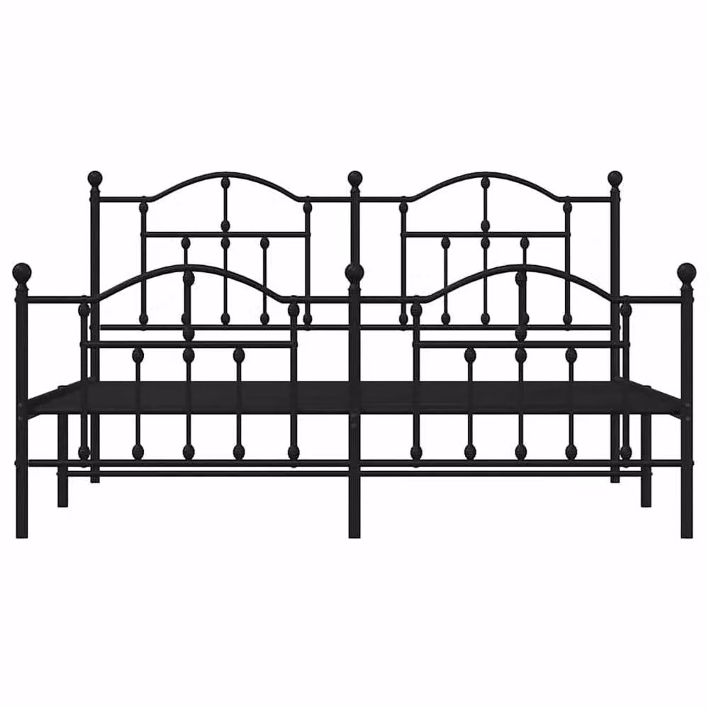 Berkfield Home Metal Bed Frame with Headboard and Footboard in Black, W: 183 cm, L: 213 cm – 2