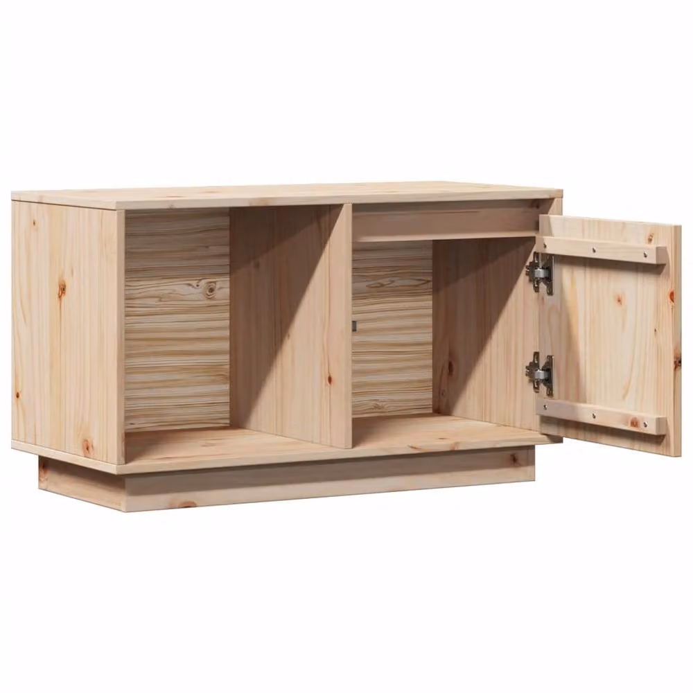 Berkfield Home Solid Wood Pine TV Cabinet in Light Brown, W/D/H: 74 x 35 x 44 cm – 2