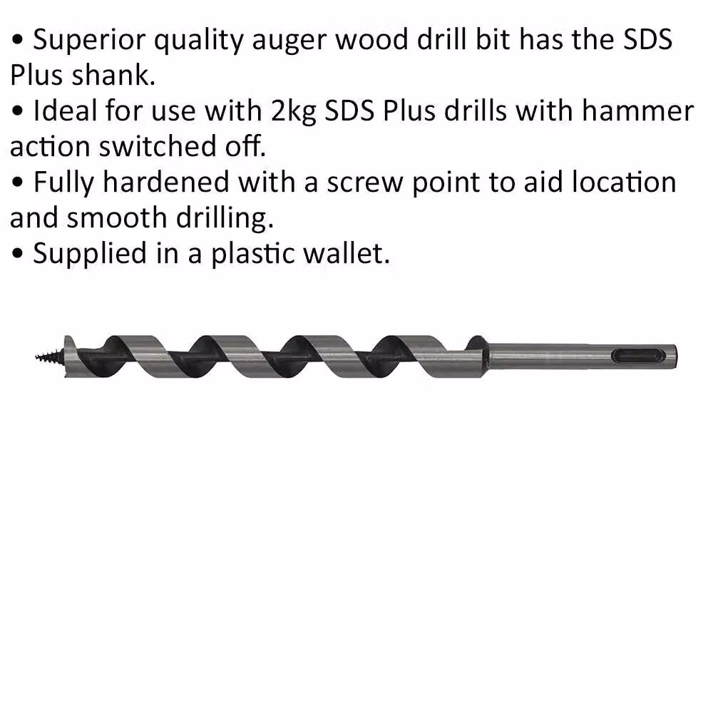Loops SDS Plus Auger Wood Drill Bit, Silver and Multicolour, Diameter: 16 mm, Length: 235 mm – 2