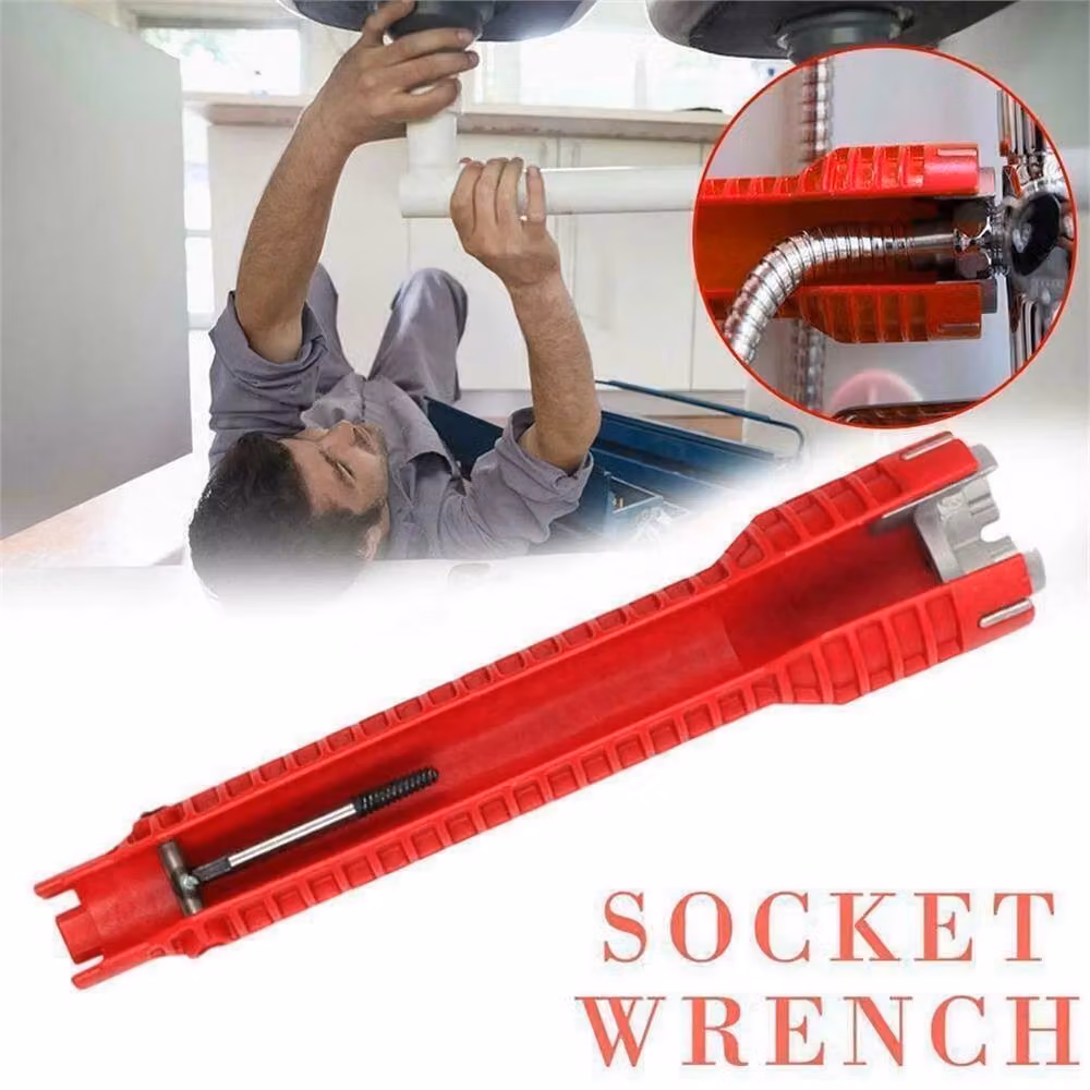 VOGREX 14-in-1 Sink Faucet Wrench and Plumbing Pipe Spanner Kitchen Tool, Red – 5