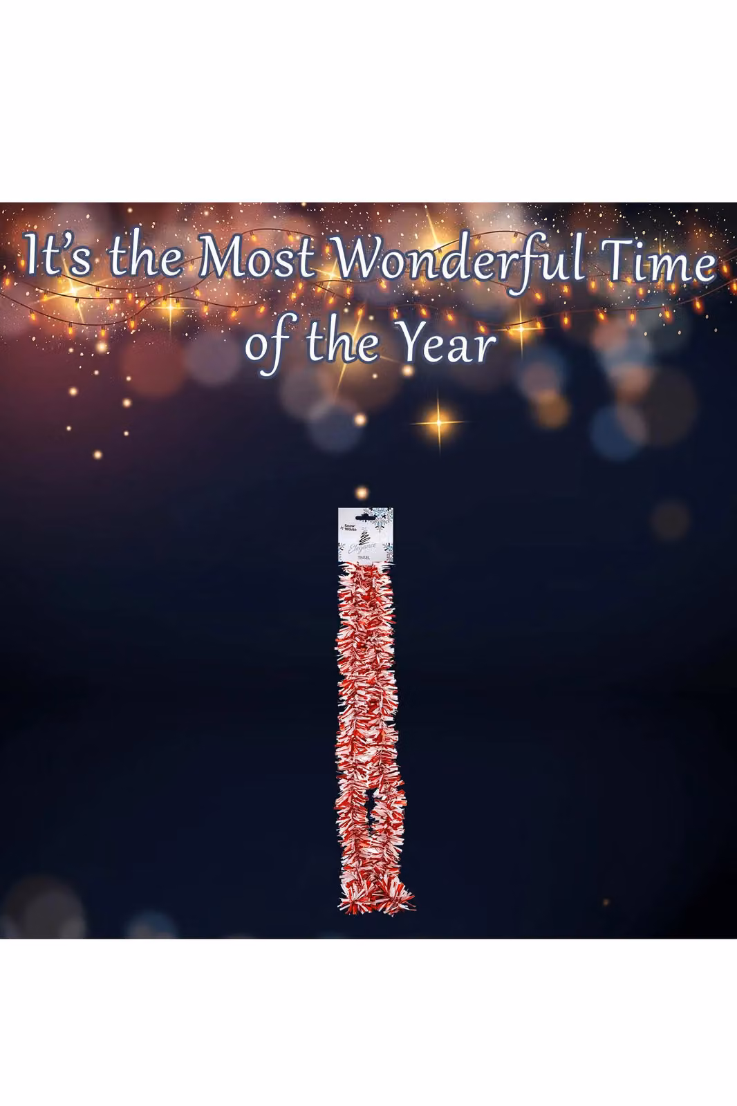VFM e-Store Candy Striped Christmas Decoration Tinsel in Red and White, W/D/H: 57.2 x 25.0 x 13.4 cm – 3