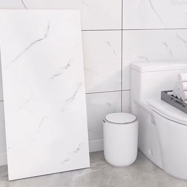 SPETLEK 12 Pack Self Adhesive Marble Look Wall Tiles in White for Kitchen and Bathroom Decor – 1