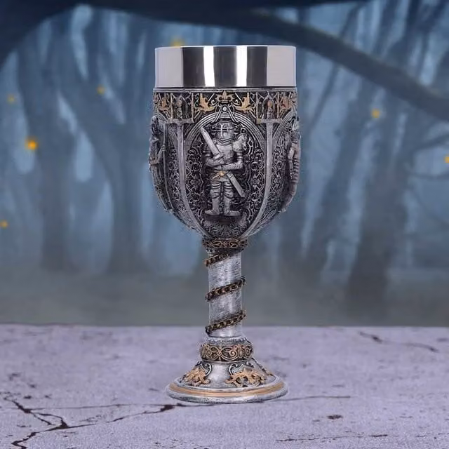 Nemesis Now Medieval Knight Goblet in Gold and Silver Stainless Steel, Height: 17.5 cm