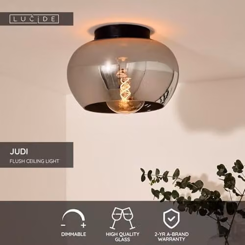 Lucide Judi Dimmable Modern Flush Ceiling Light, Grey, Diameter: 30.5 cm – 2