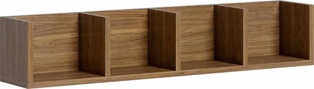 HOMCOM Wall Mounted Wooden Media Storage Rack with 4 Cubes for CD, DVD and Blu-ray, Walnut Brown – 1