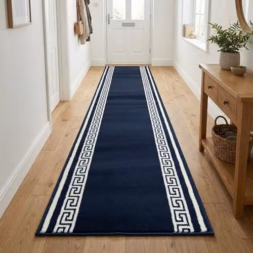runrug Key Hallway Runner Rug in Blue, W/D/H: 60 x 270 x 0.9 cm – 3