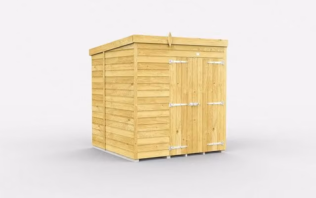 Buttercup Farm Brown Pent Shed with Double Doors and No Windows, L214 x W178 x H201 cm