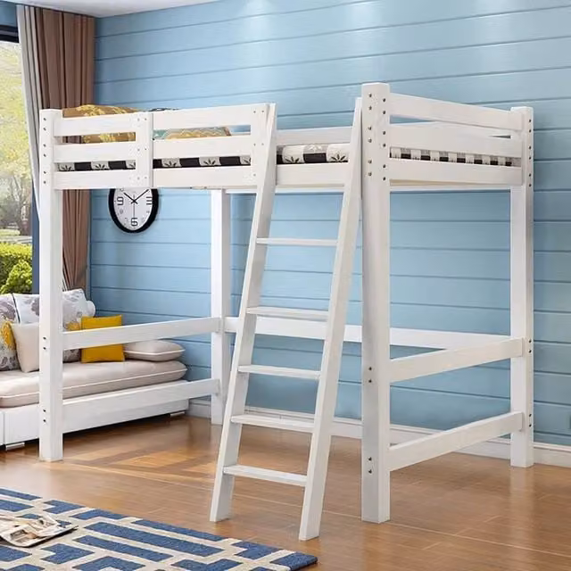 FORGEVIO High Sleeper Bunk Bed Loft Cabin Bed in White Solid Pine W/D/H: 190 x 90 x 172 cm
