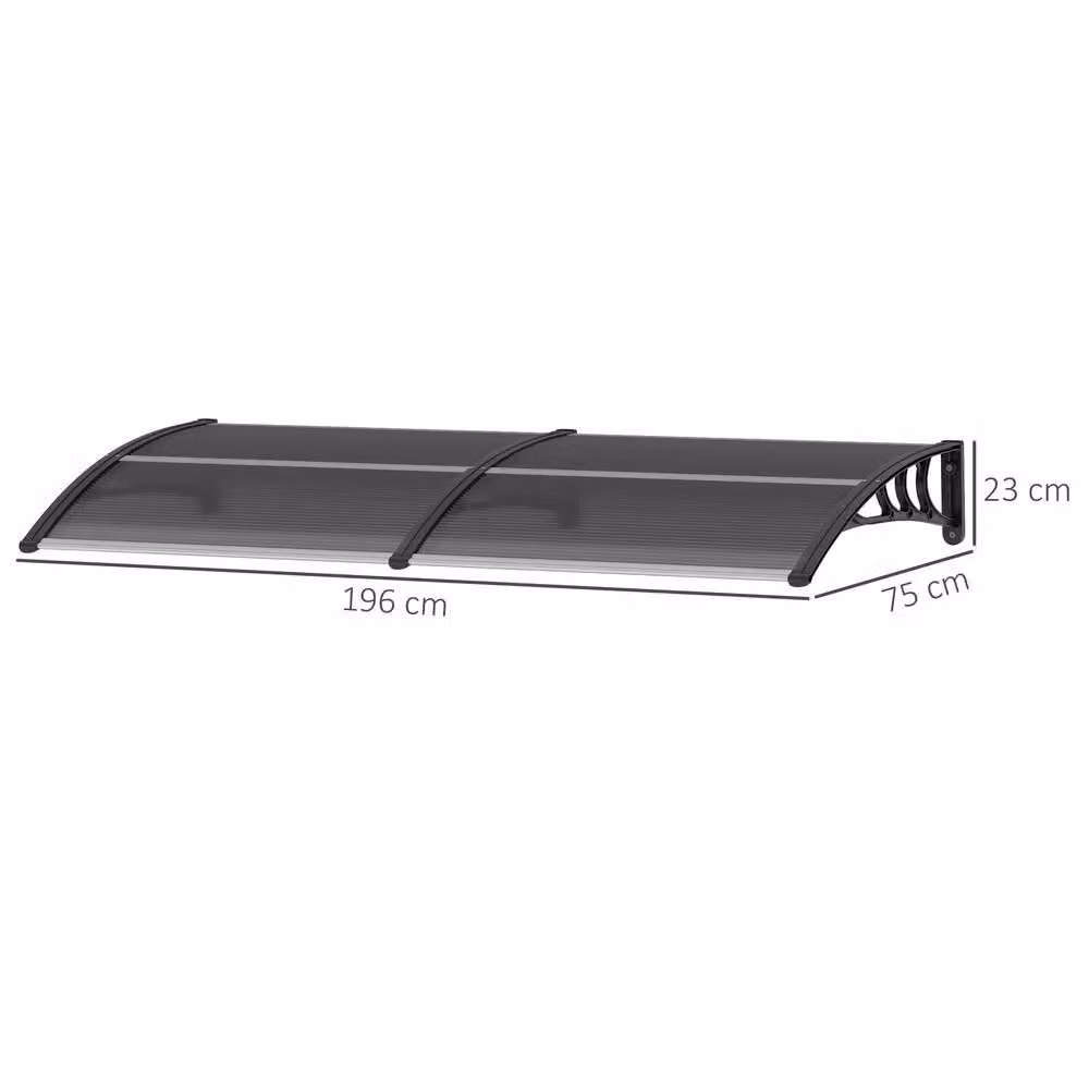 STILVORA Wall-Mounted Steel Door Canopy, Black, W: 196 cm, D: 75 cm – 3