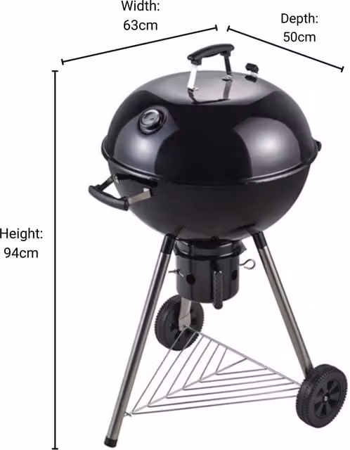 BillyOh Charcoal Kettle BBQ in Black, H 94 x W 63 x D 50 cm