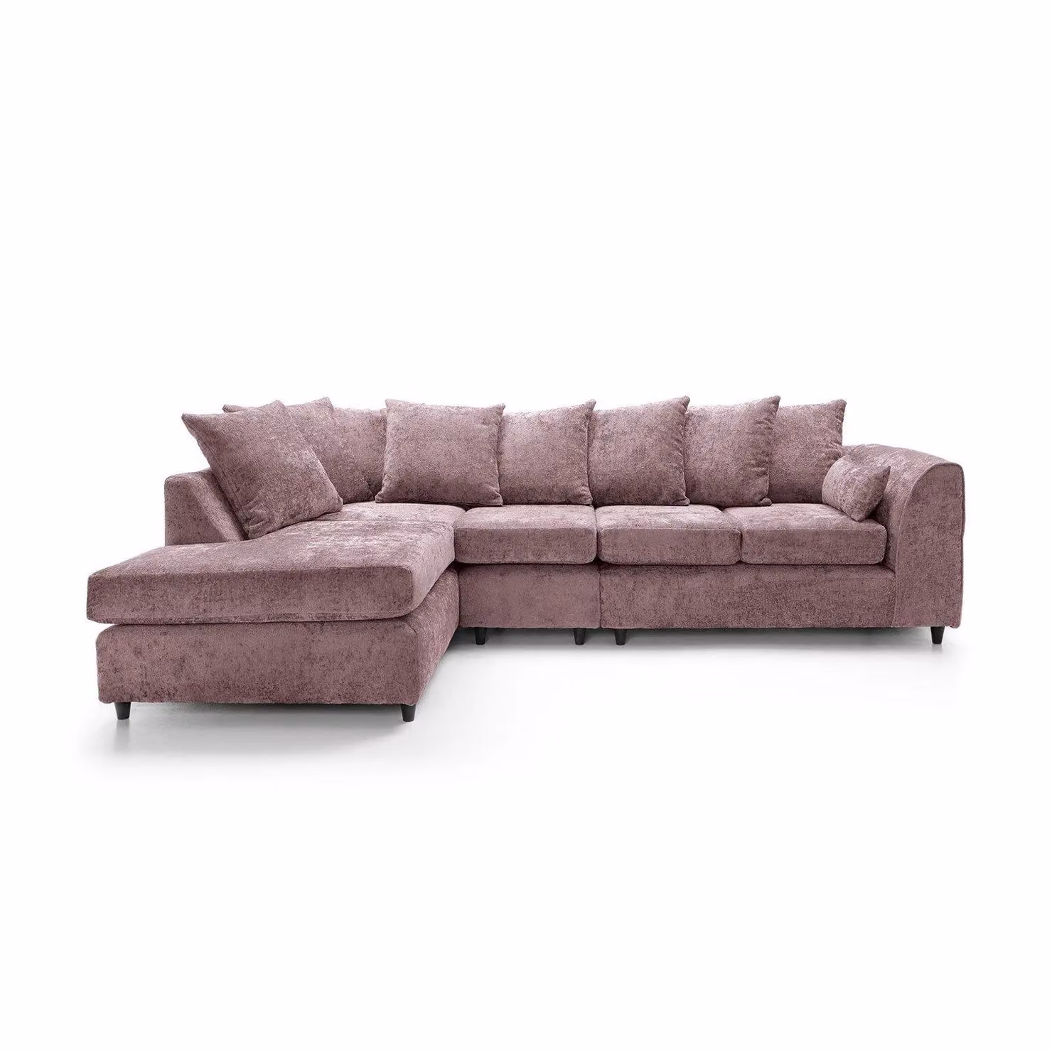 Abakus Direct Harriet Large Left Facing Corner Sofa in Pink Crushed Chenille Fabric – 2