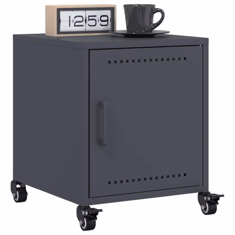 Berkfield Home Set of 2 Anthracite Steel Bedside Cabinets, W/D/H: 36 x 39 x 43.5 cm – 3