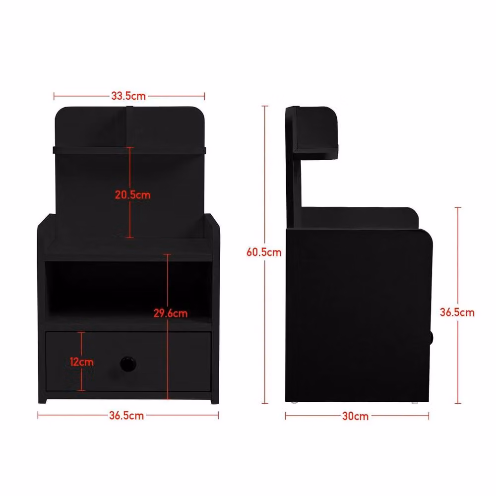 EONLION Modern Black Wood Bedside Table and Nightstand – 2