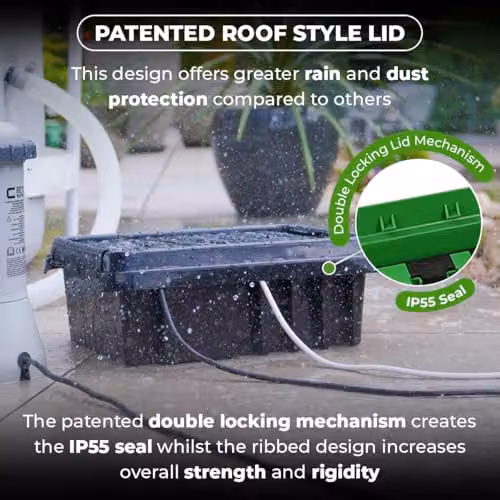 DRiBOX Small IP55 Weatherproof Outdoor Electrical Connection Box, Green, W: 25.5 cm, D: 14.1 cm, H: 10.2 cm – 2