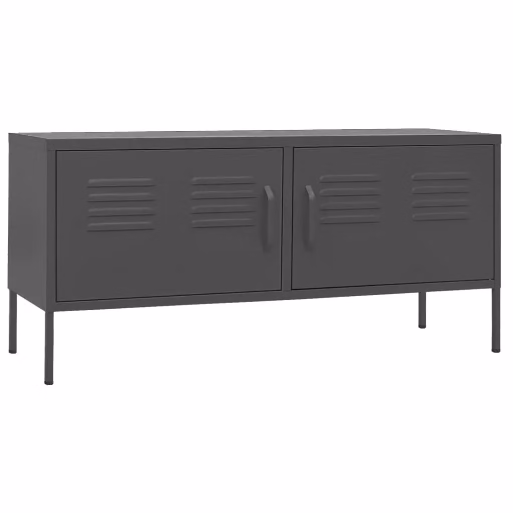 Berkfield Home Anthracite and Black Steel TV Cabinet with W/D/H: 105 x 35 x 50 cm – 2