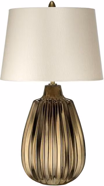 Loops Bronze Ceramic Table Lamp with Pearl Textured Satin Shade and E27 LED Compatibility