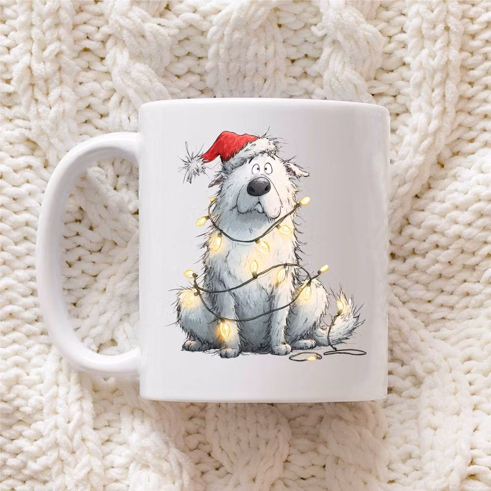 60 SECOND MAKEOVER Samoyed Christmas Lights Ceramic Mug in White – 2