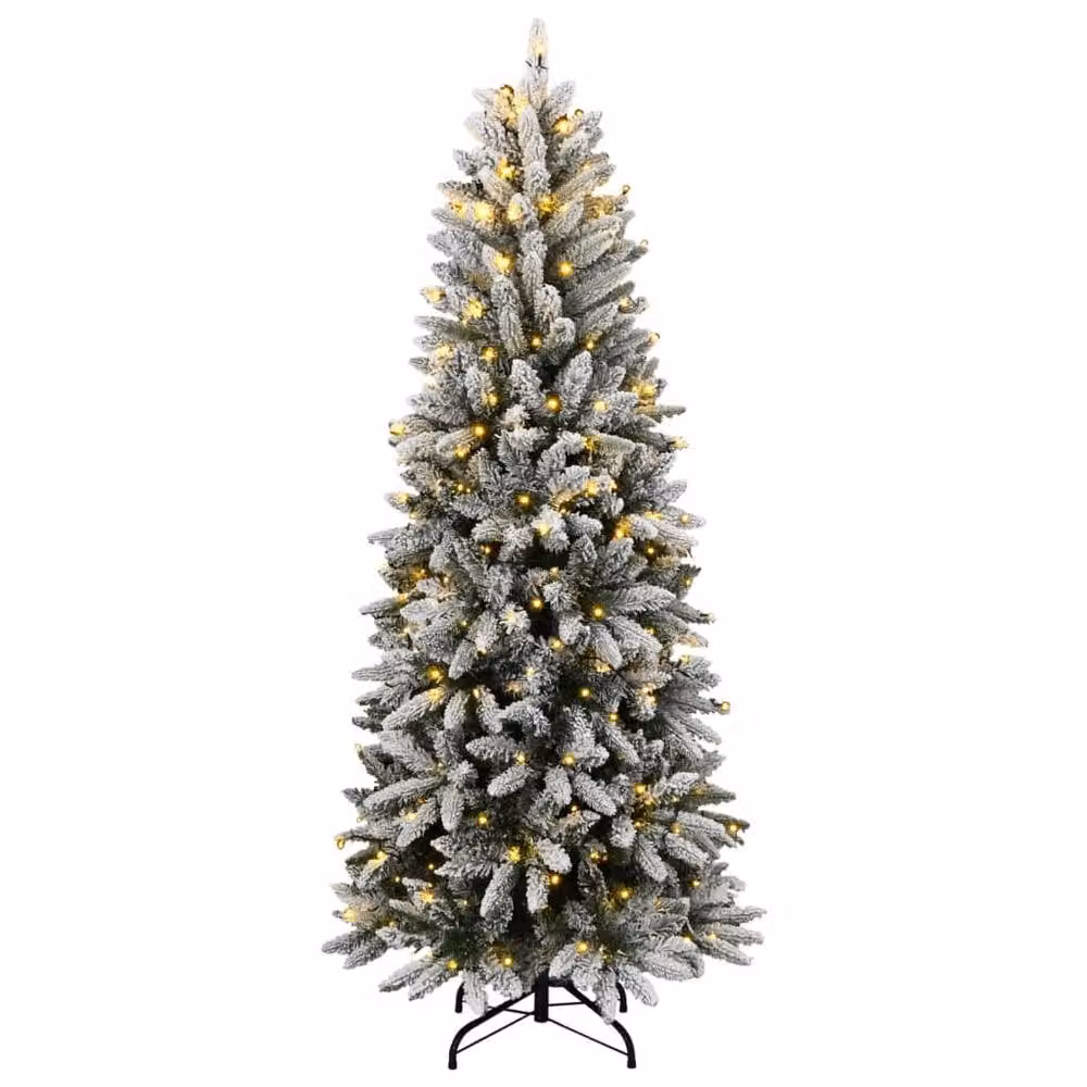 Berkfield Home Artificial Flocked Christmas Tree with 300 LEDs, Green, Height: 180 cm – 7