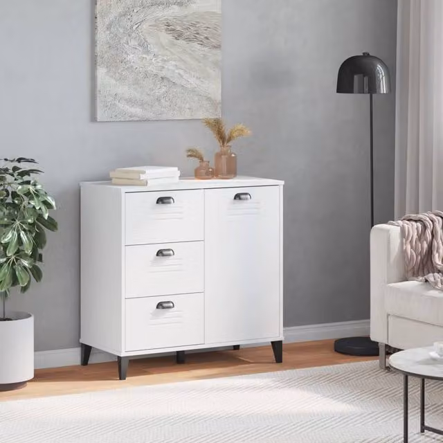 Berkfield Home VIKEN White Sideboard in Engineered Wood W/D/H: 80 x 40 x 80 cm – 1