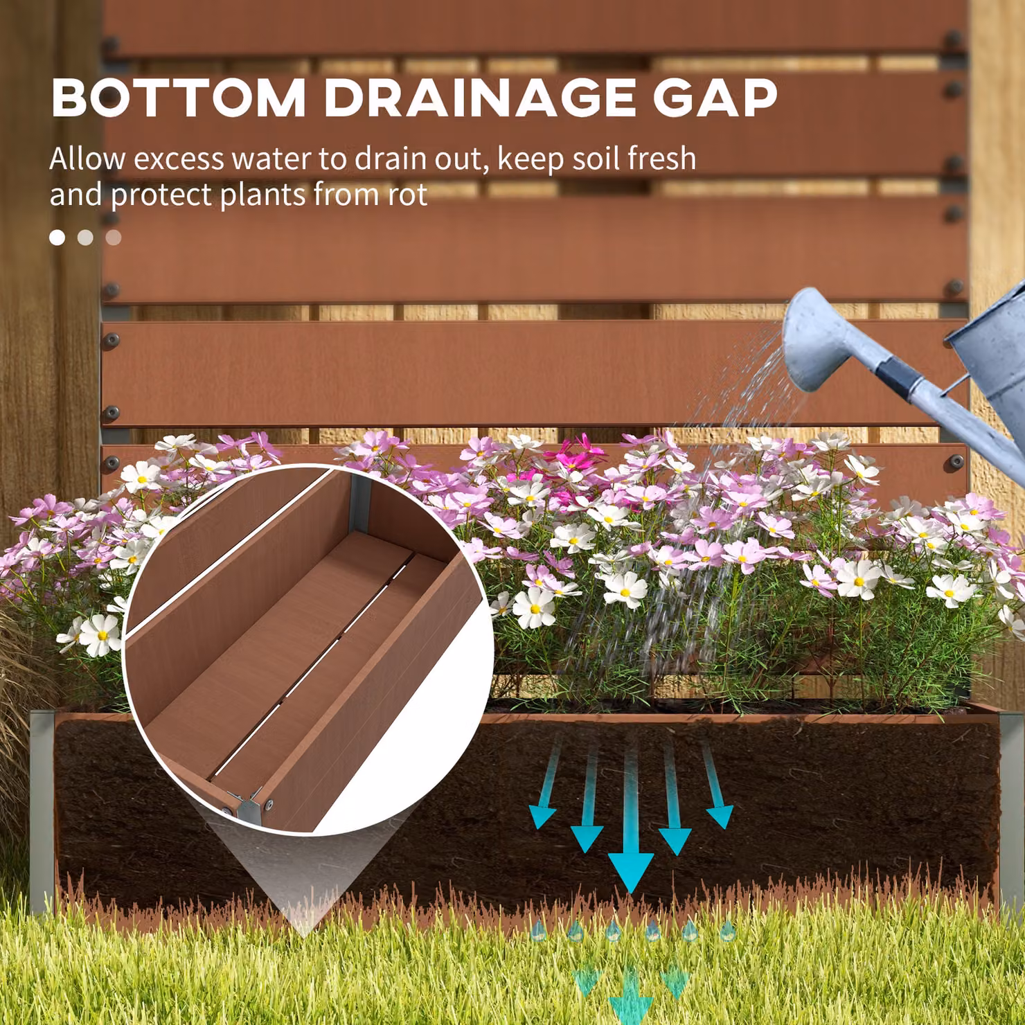 Outsunny Raised Planter with Trellis in Light Brown, Outdoor Garden Bed for Plants and Vines, H 180 cm x W 38 cm x D 90.5 cm – 7
