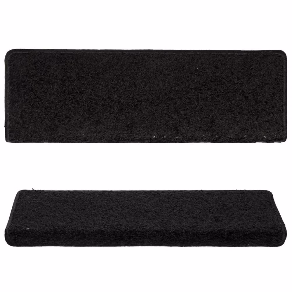 Berkfield Home Decorative Non-Slip Stair Tread Carpet, 15 Pieces, Black, W/D/H: 65 x 21 x 4 cm – 4