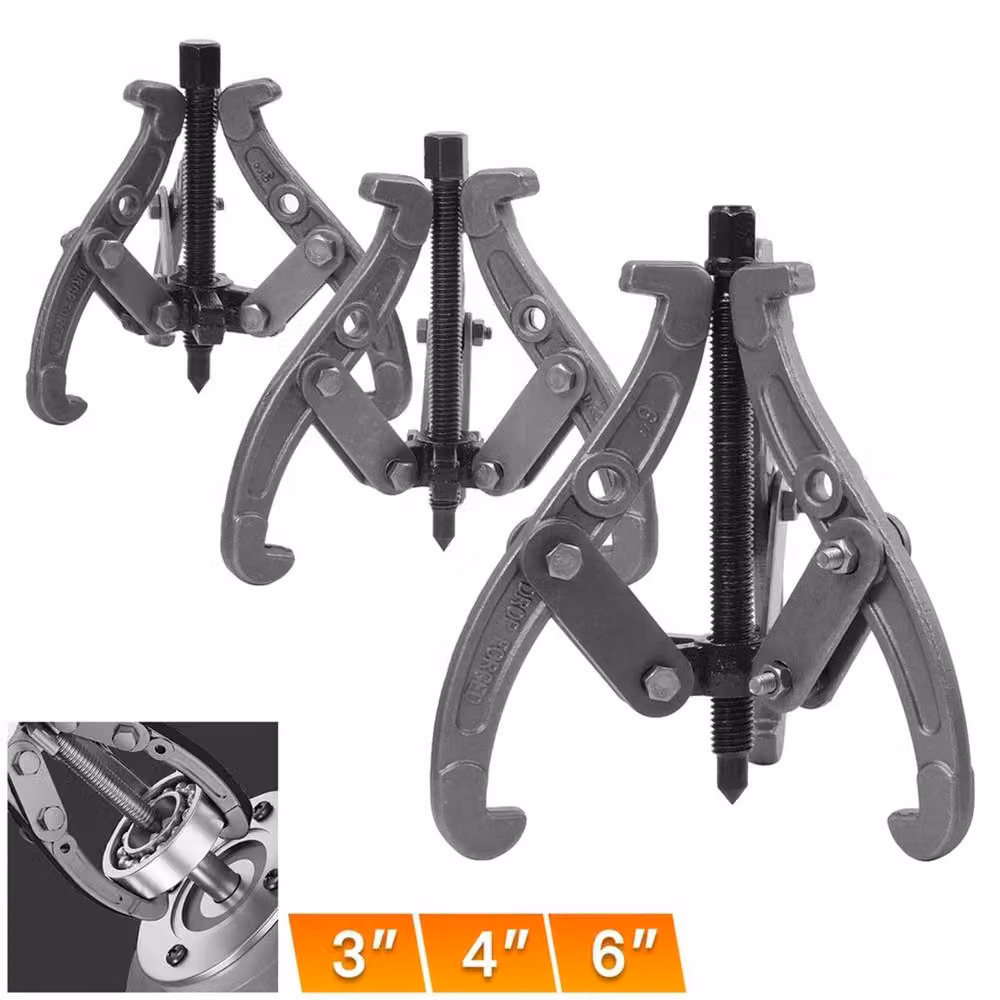 VOGREX 3-Piece Reversible Gear Puller Set with 3-Leg Hub Bearing Tool in Silver and Black – 4