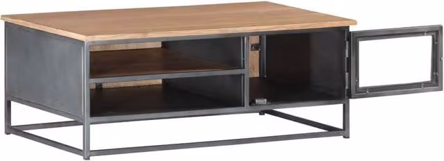 Berkfield Home Beautiful Coffee Table in Grey Solid Acacia Wood W/D/H: 90 x 50 x 35 cm – 1