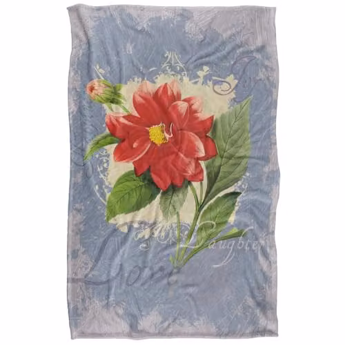 JQ Licensing Love Happiness Joy Flower 2 Super Soft Silky Touch Floral Fleece Throw Blanket, Multicolour, W/D/H: 91 x 147 cm