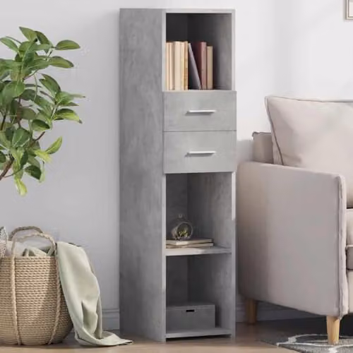 vidaXL Modern Highboard in Grey MDF, W/D/H: 30 x 42.5 x 124 cm – 2