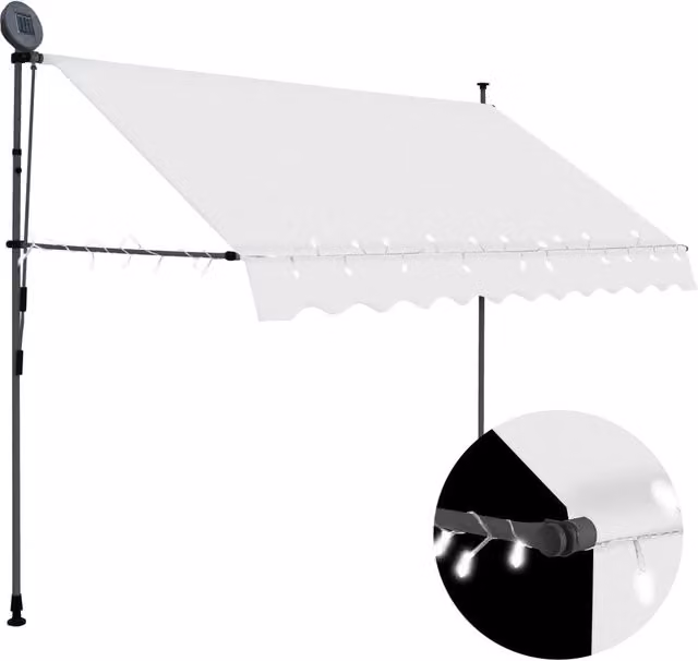Berkfield Home Manual Retractable Awning with LED, Beige, Width: 250 cm