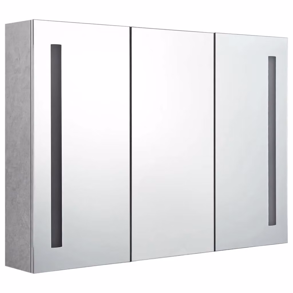 Berkfield Home LED Bathroom Mirror Cabinet in Concrete Grey, W: 89 cm, D: 14 cm, H: 62 cm – 2
