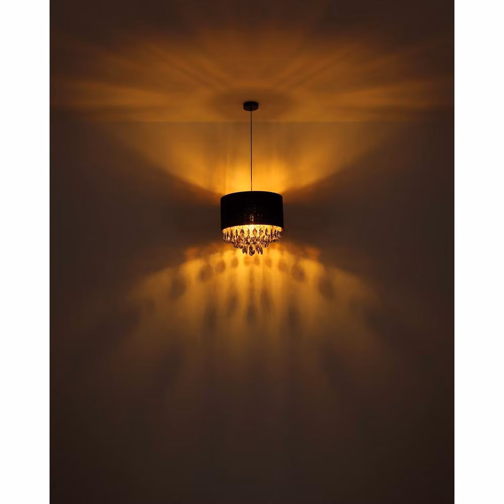 Globo Lighting Coletta Pendant Light in Black and Gold with Crystal, Diameter: 40 cm, Height: 120 cm – 8