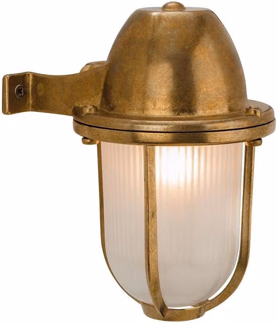 Netlighting Nautic Outdoor Wall Lantern in Gold Brass with Frosted Glass, IP64, E27