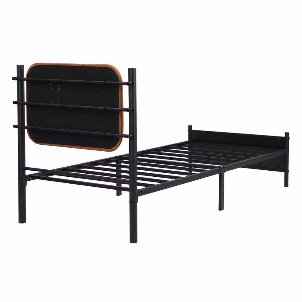 KORVIXA Single Bed Frame in Black Synthetic Leather and Metal, W/D/H: 90 x 190 x 102.5 cm – 4