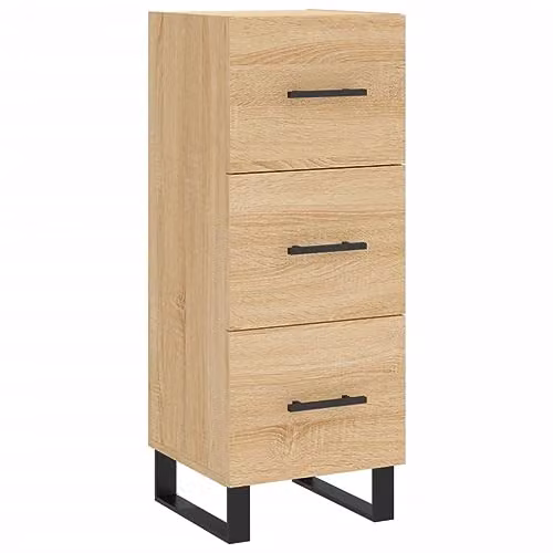 vidaXL Modern Sideboard in Sonoma Oak and Brown, W/D/H: 34.5 x 34.5 x 90 cm