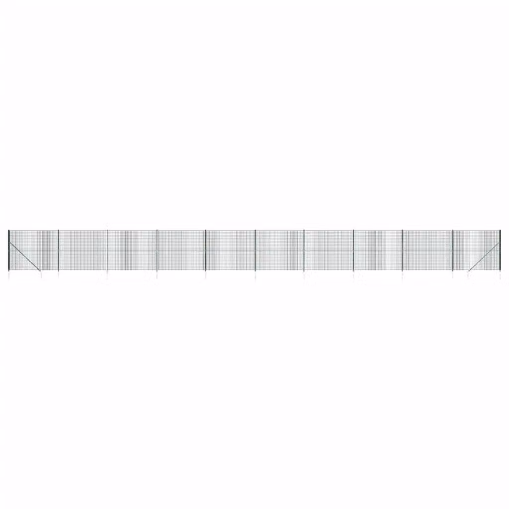 Berkfield Home Green PVC-Coated Wire Mesh Fence with Spike Anchors, H: 220 cm, W: 25 m – 2