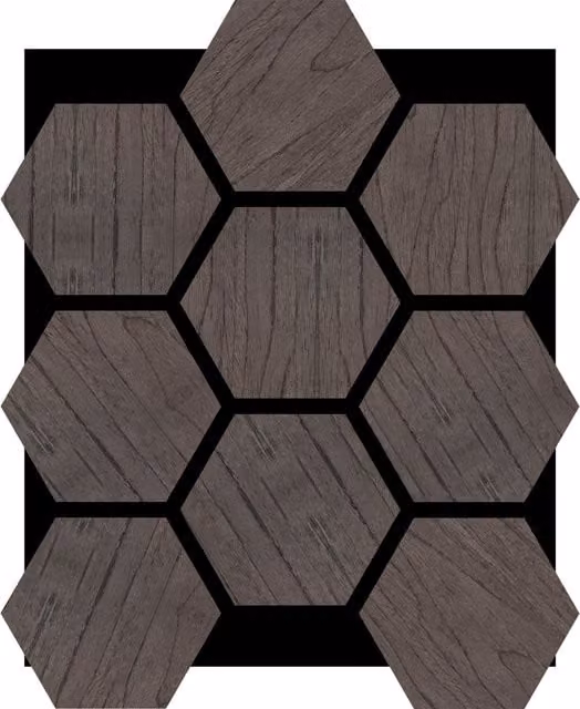 Wall Panels UK 2 Pack Ebony Hexagonal Acoustic Felt Wall Panels in Black with Wood Look Geometric Design
