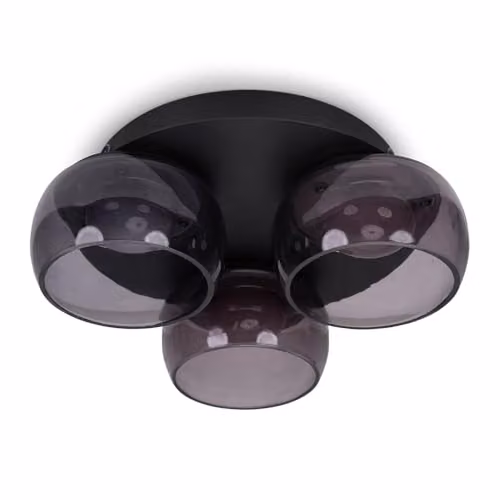 ValueLights Alissa IP44 Rated Black 3 Way Integrated LED Flush Ceiling Light with Glass Shades – 1