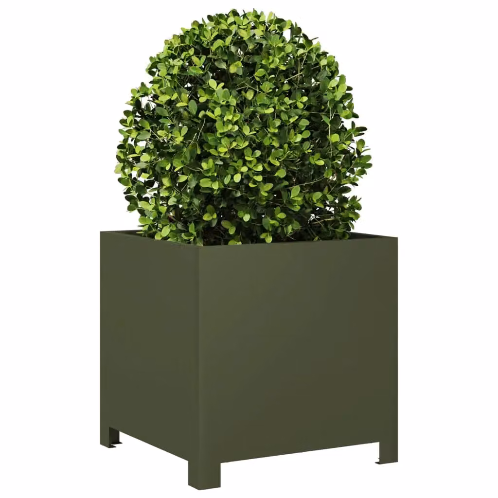 Berkfield Home Garden Steel Planter Tubs, 2 Pack, Green, W/D/H: 40 x 40 x 40 cm – 3