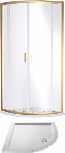 Balterley Ruwa Quadrant Corner Shower Suite with 6mm Sliding Glass and Tray, Gold