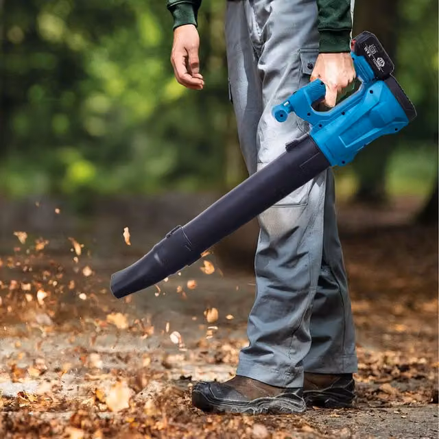 Livingandhome 21V Cordless Handheld Leaf Blower with Rechargeable Battery and Charger, Blue