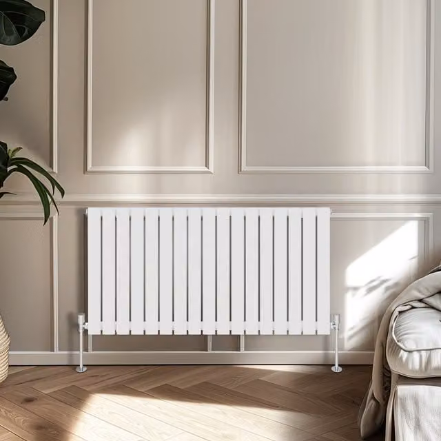 Right Radiators Single Panel Flat Panel Horizontal Radiator, White, H: 60.0 cm, W: 115.6 cm, D: 6.0 cm